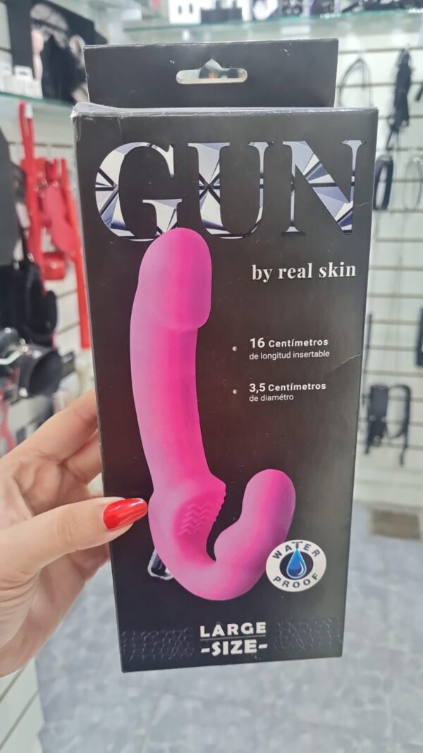 Gun Micro Vibrador Large Dildo Doble Arnes Rosa
