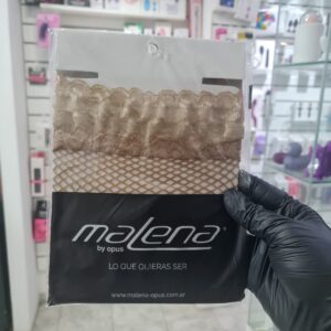 Medias red c/puntilla siliconada natural Malena