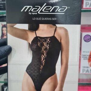Body de Tul Elastizado y Encaje Negro Malena