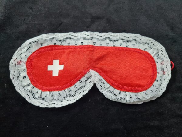 Antifaz de Enfermera Blanco y Rojo Pasionel