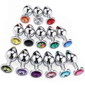 Plug de metal large joya redonda azul