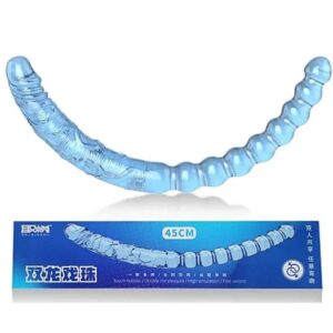 Pene doble de silicona azul con esferas 45x3,3cm