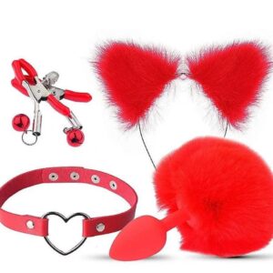 kit cola de conejo diadema con orejas, pezoneras