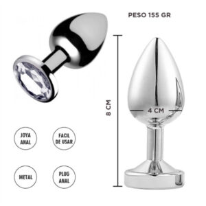 Plug anal Cygnus blanco Joya Small Metalica