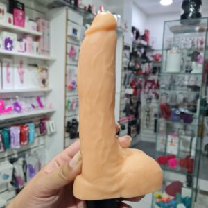 Dildo con testiculos con vibro a pilas 19 cm yaffa